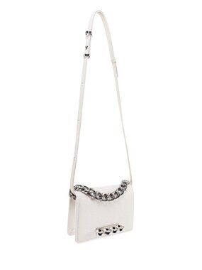 $2390 Alexander McQueen White Four Ring Mini Chain Crossbody Bag
